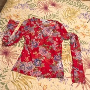 Forever 21 Red Fitted Blouse with Purple Accents